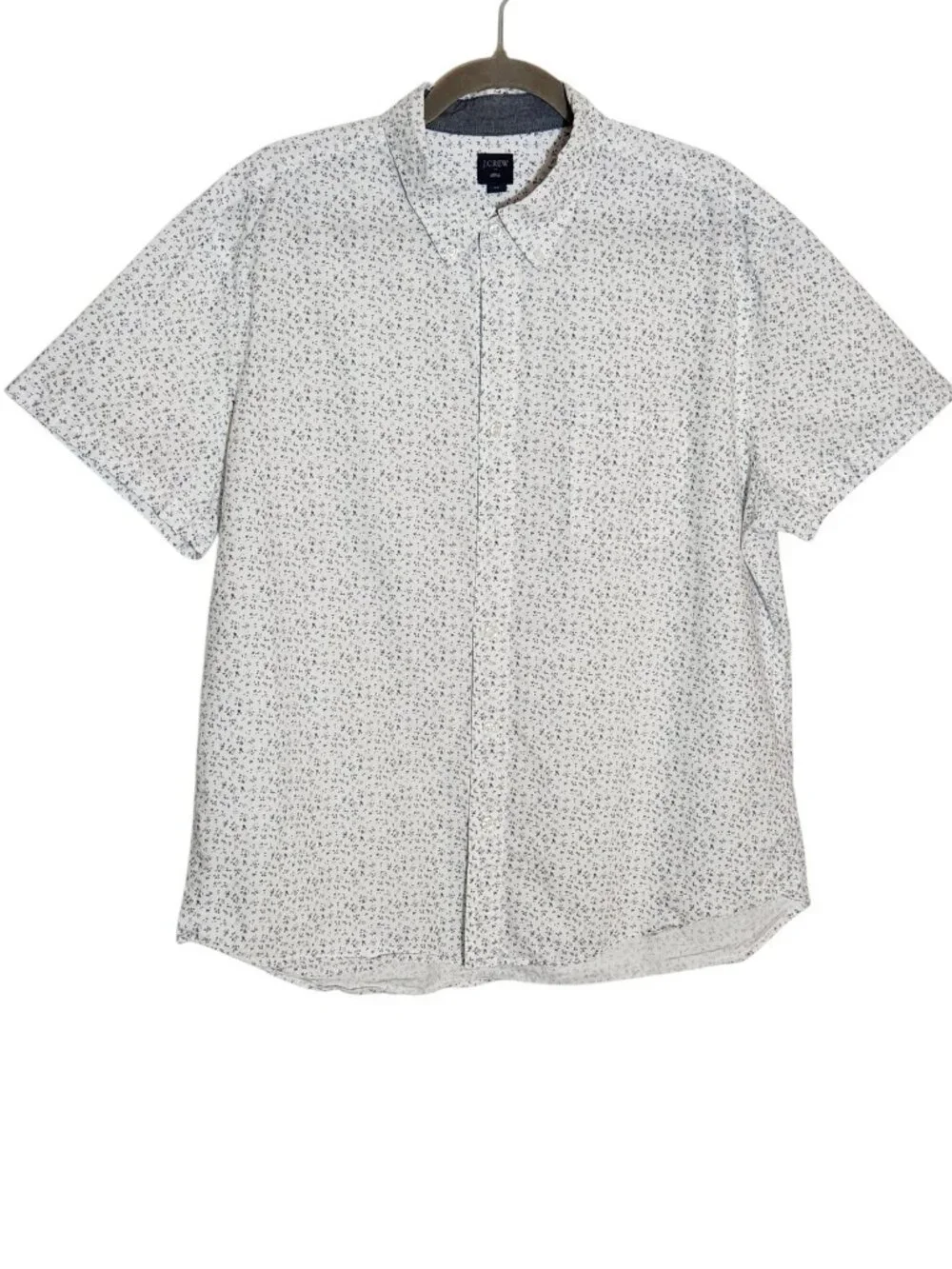 J. Crew White and Navy Print Button Down Shirt Size XL
